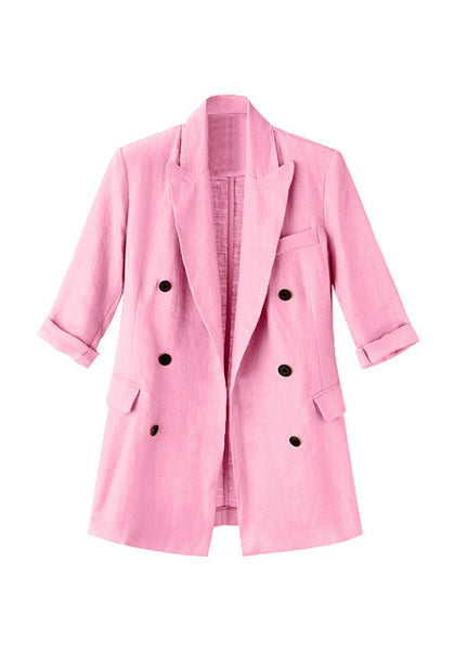 Pink Double-Breasted Blazer | Lookbook Store