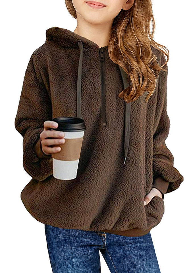 brown fuzzy sweatshirt