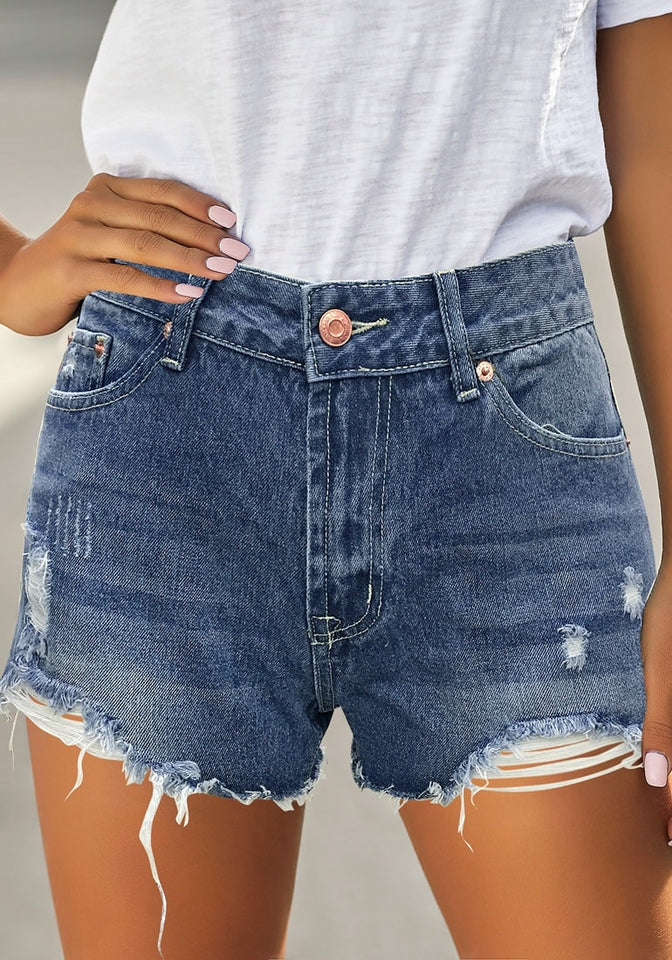 denim shorts raw hem