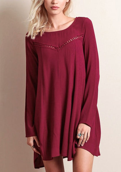 Burgundy Shift Dress | Lookbook Store