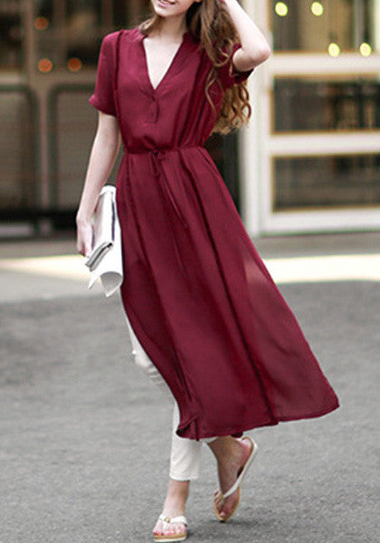Burgundy Side Slit Midi Dress | Lookbook Store