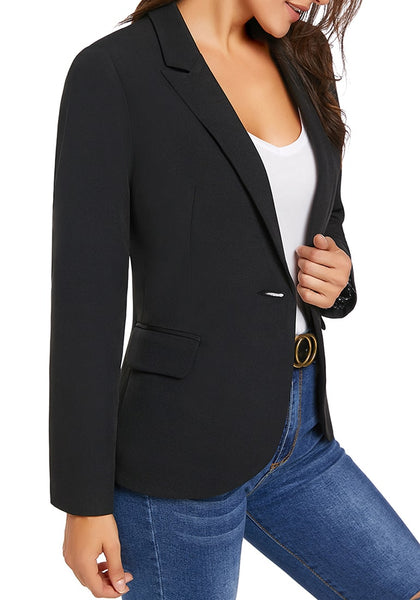 LookbookStore Womens Notched Lapel Pockets Button Work Office Blazer J ...