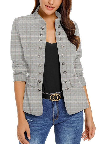 LookbookStore Women Casual Blazer Long Sleeve Open Front Button Work J ...