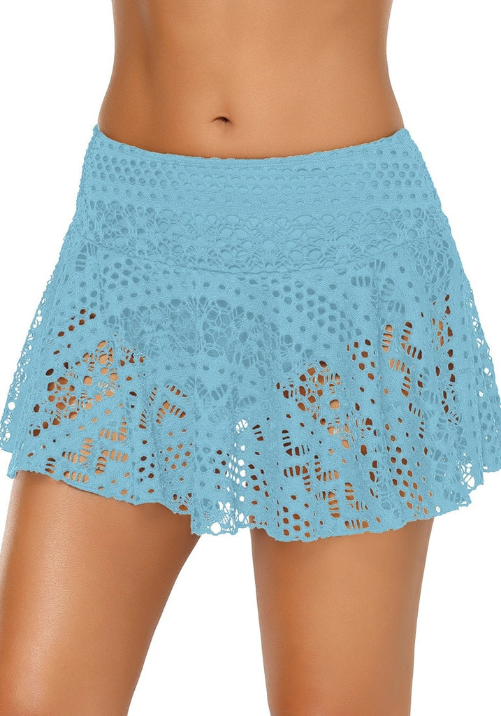 Light Blue Lace Crochet Swim Skirt | Lookbook Store