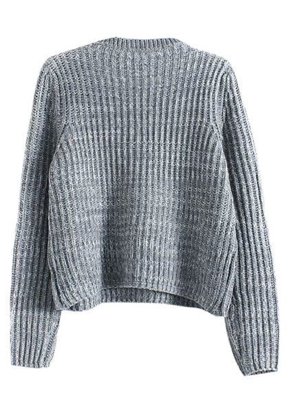 Ribbed Grey Pullover Sweater - Top | Lookbook Store