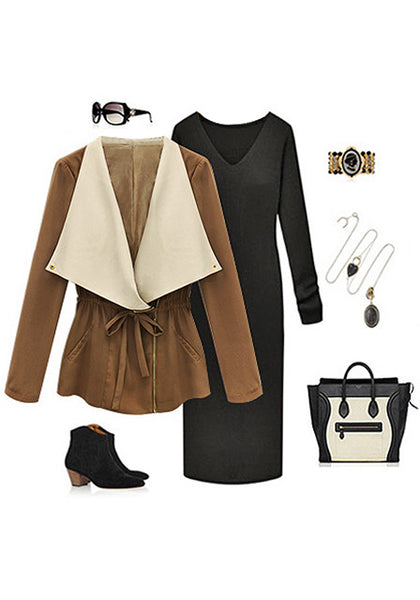 Oversized Lapel Blazer - Features Long Contrasted Collar