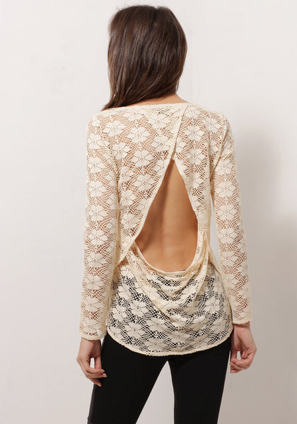 Apricot Sheer Lace Top | Lookbook Store