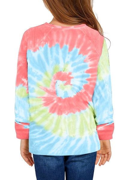 LookbookStore Girls Casual Tie Dye Sweatshirt Crewneck Long Sleeve Pul ...