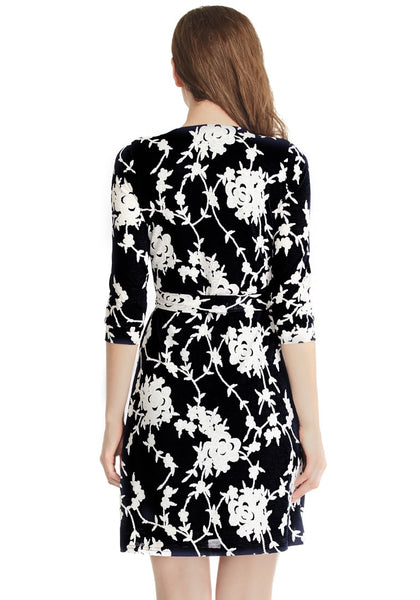 Black Floral Plunge Wrap Dress | Lookbook Store