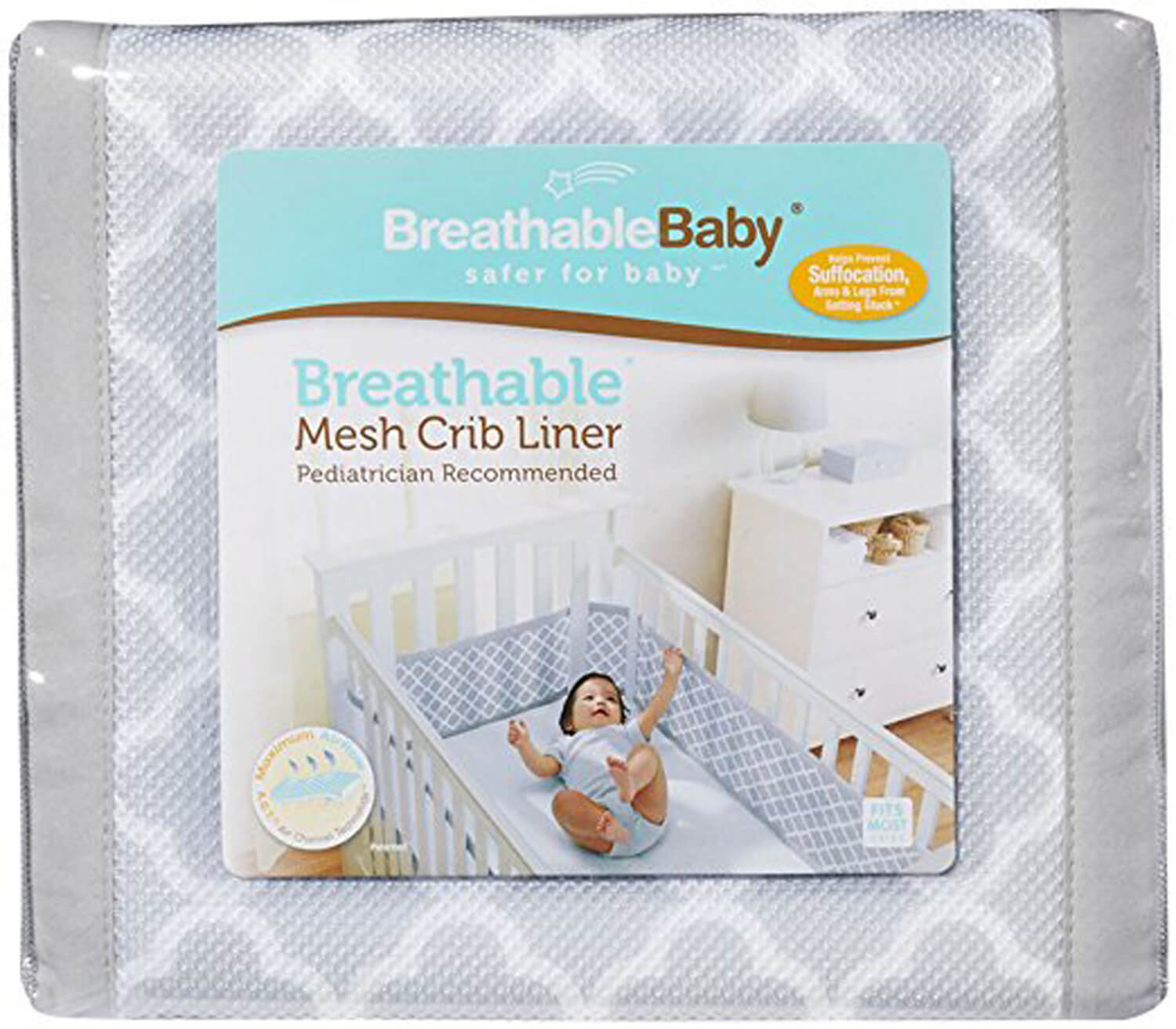 grey breathable crib bumper