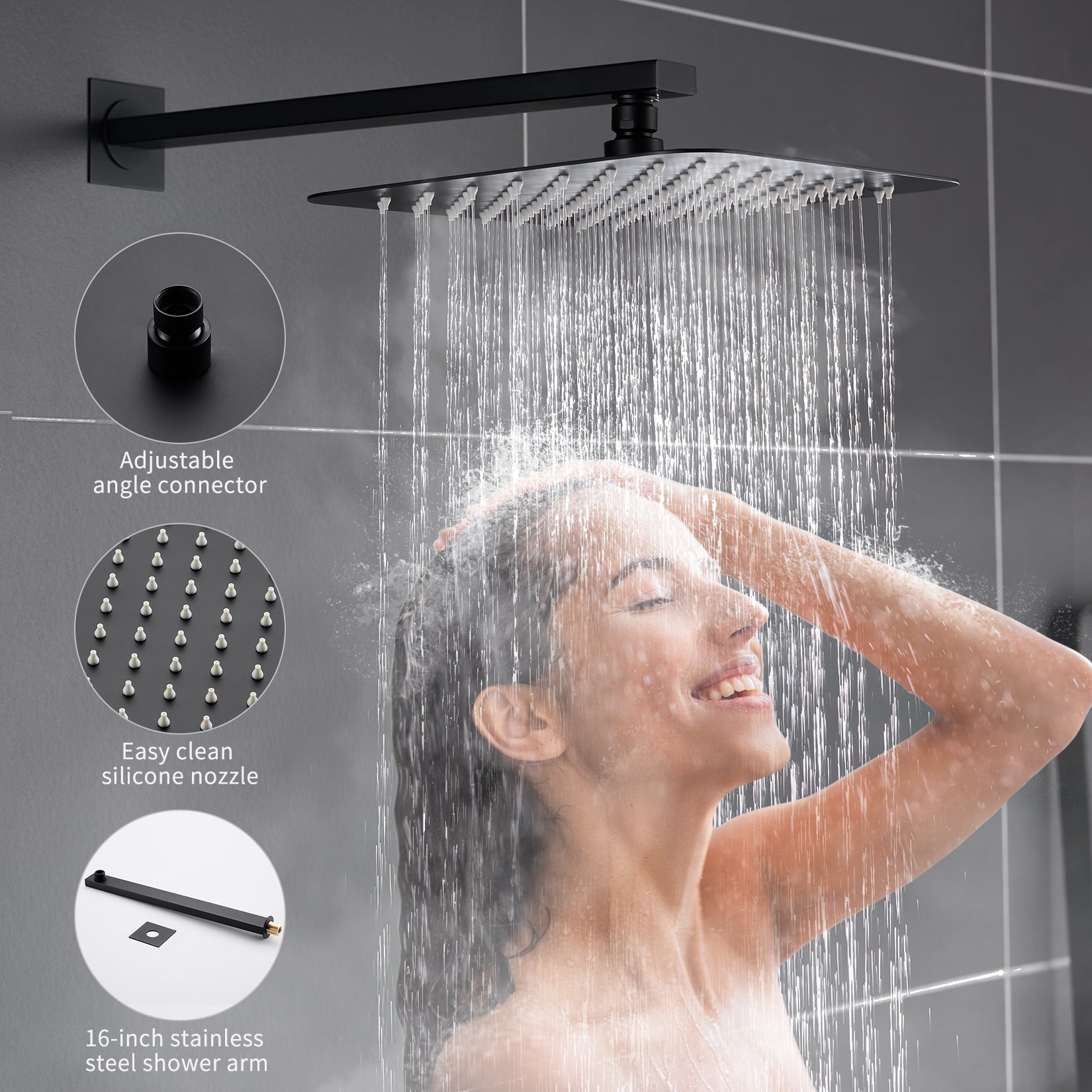Esnbia Shower System Bathroom 12 Inches Rain Shower Head With Handhel 