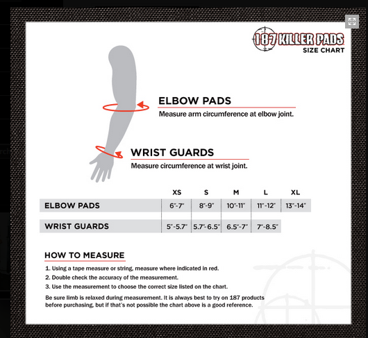 187 elbow pads size chart: Double Threat Skates, London U.K