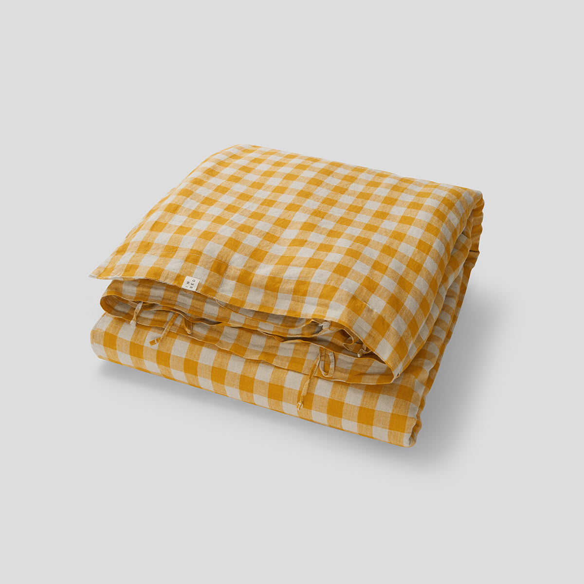 100% Linen Duvet Cover in Marigold Gingham