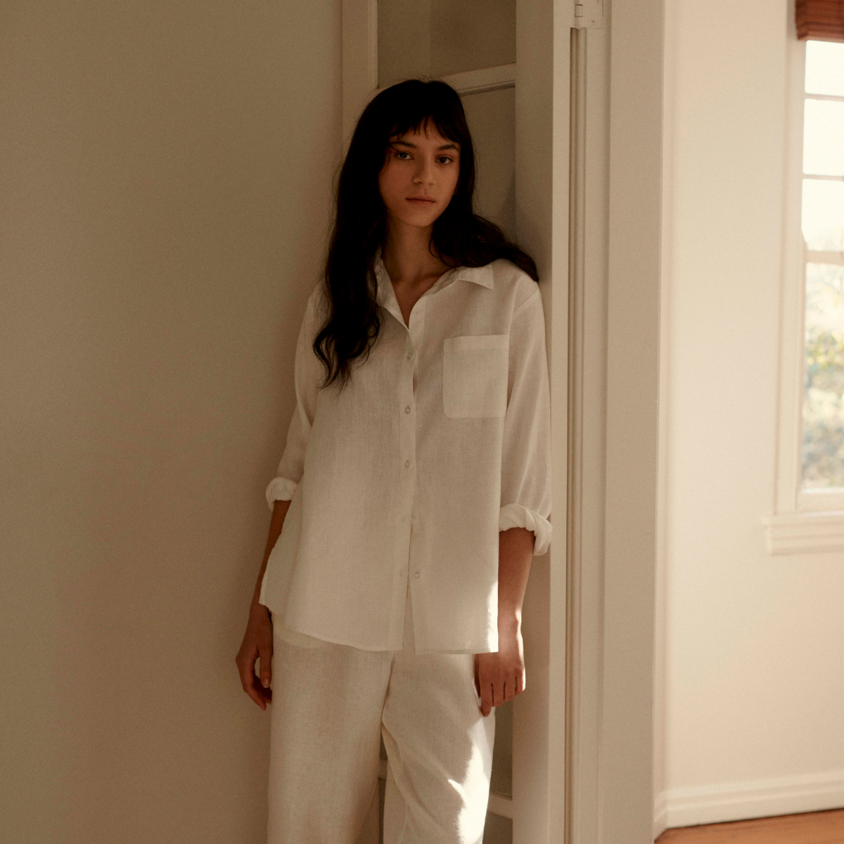 100% Linen Shirt in White