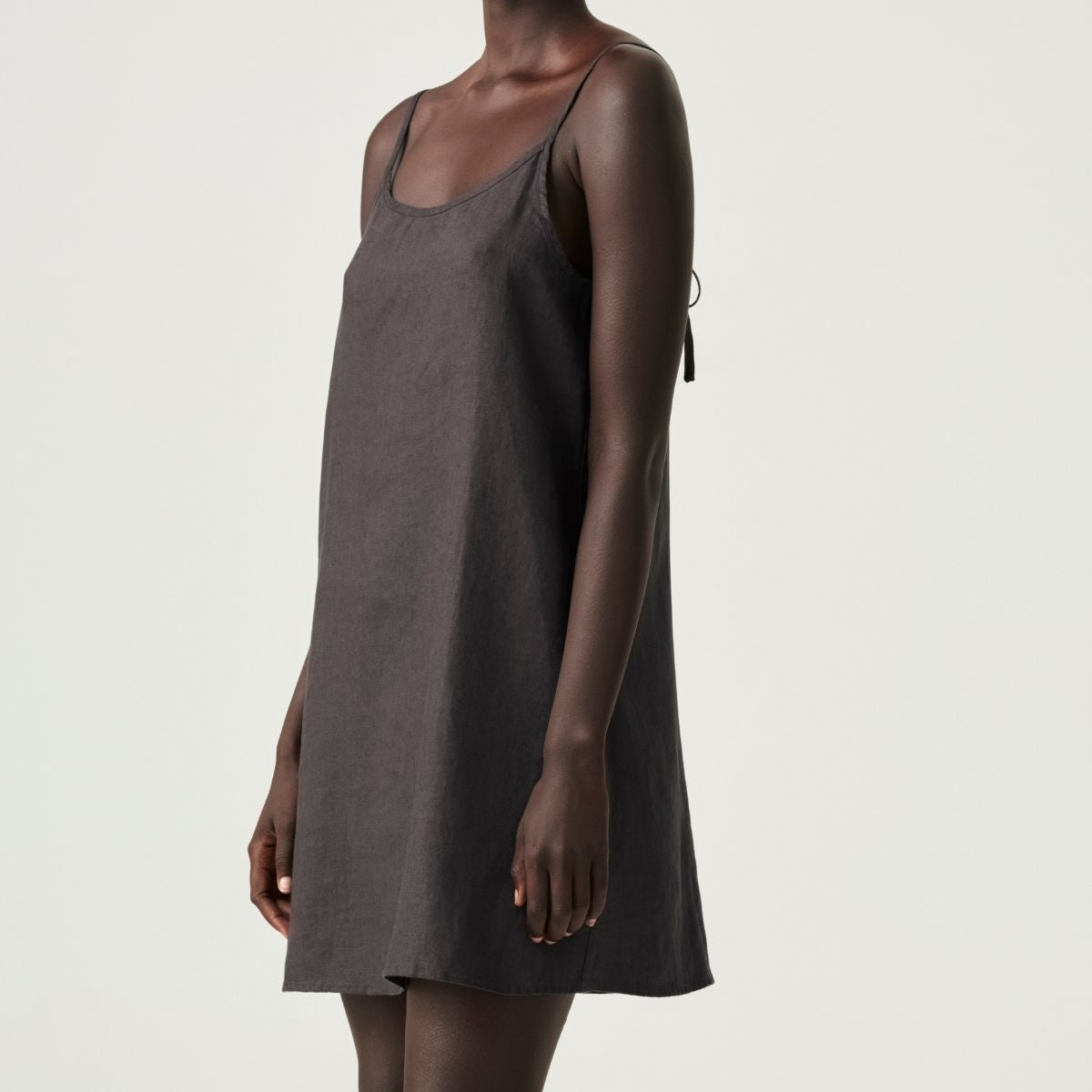 100% Linen Slip Dress in Kohl