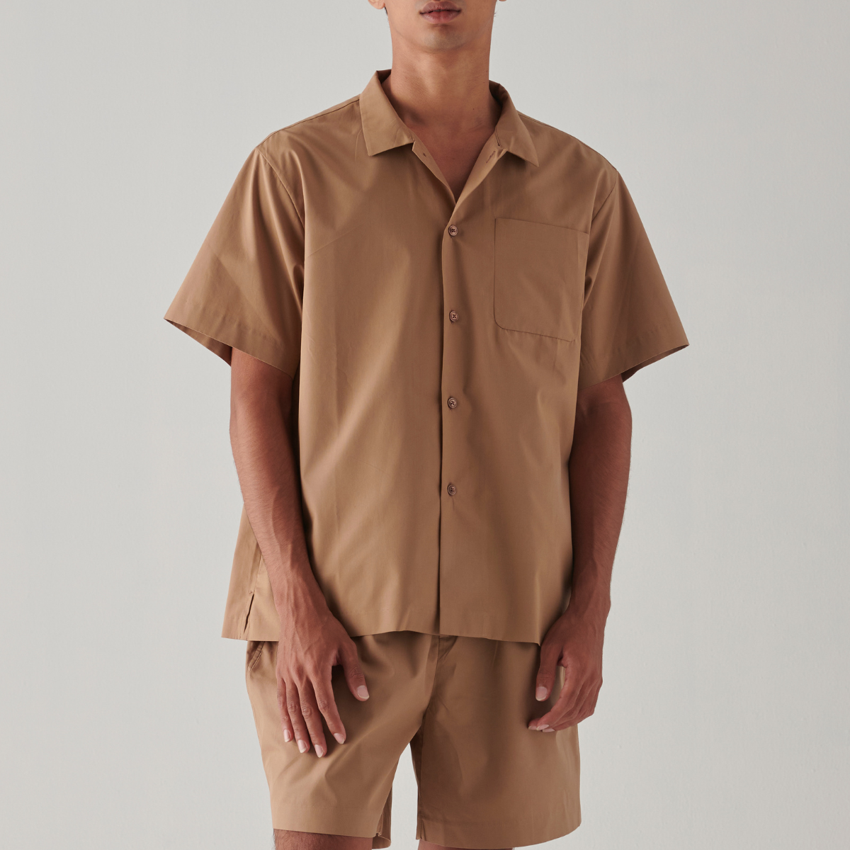 100% Organic Cotton Short Sleeve Shirt in Mushroom - Mens