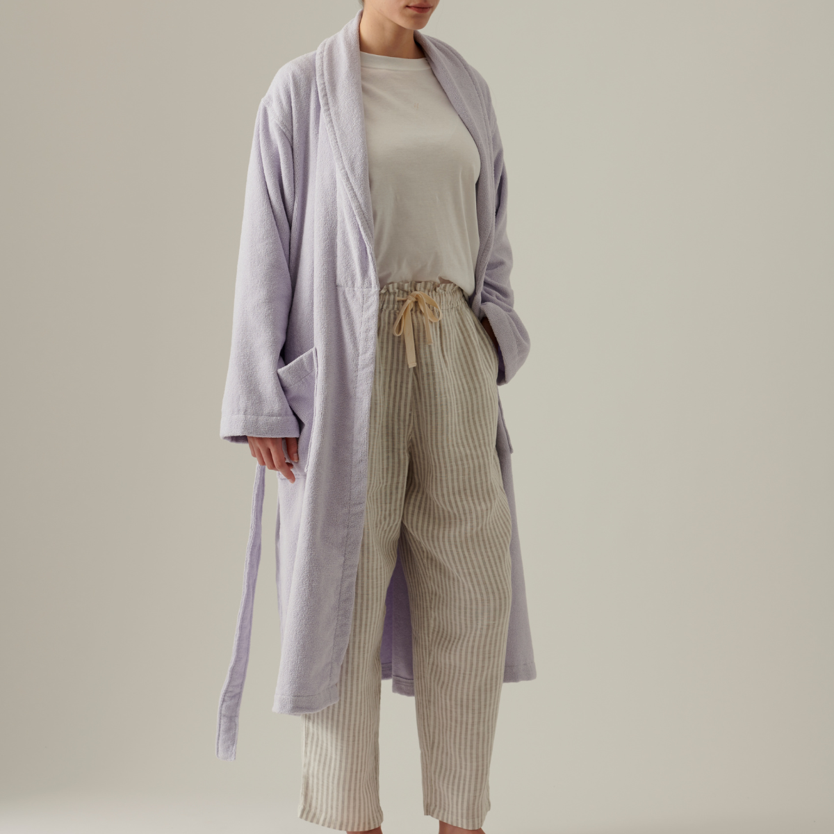 Organic Cotton Terry Bathrobe in Lilac