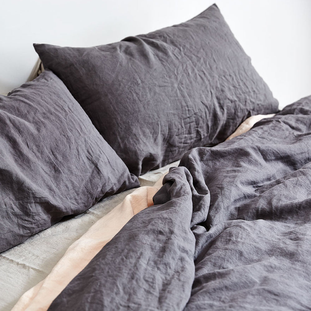 100 Linen Duvet Cover In Charcoal In Bed Store