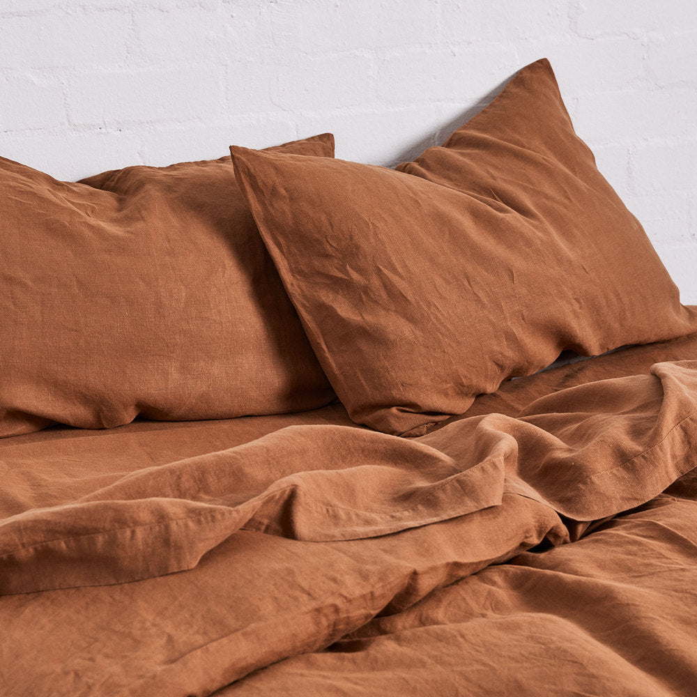 100 Linen Duvet Cover In Tobacco In Bed Store