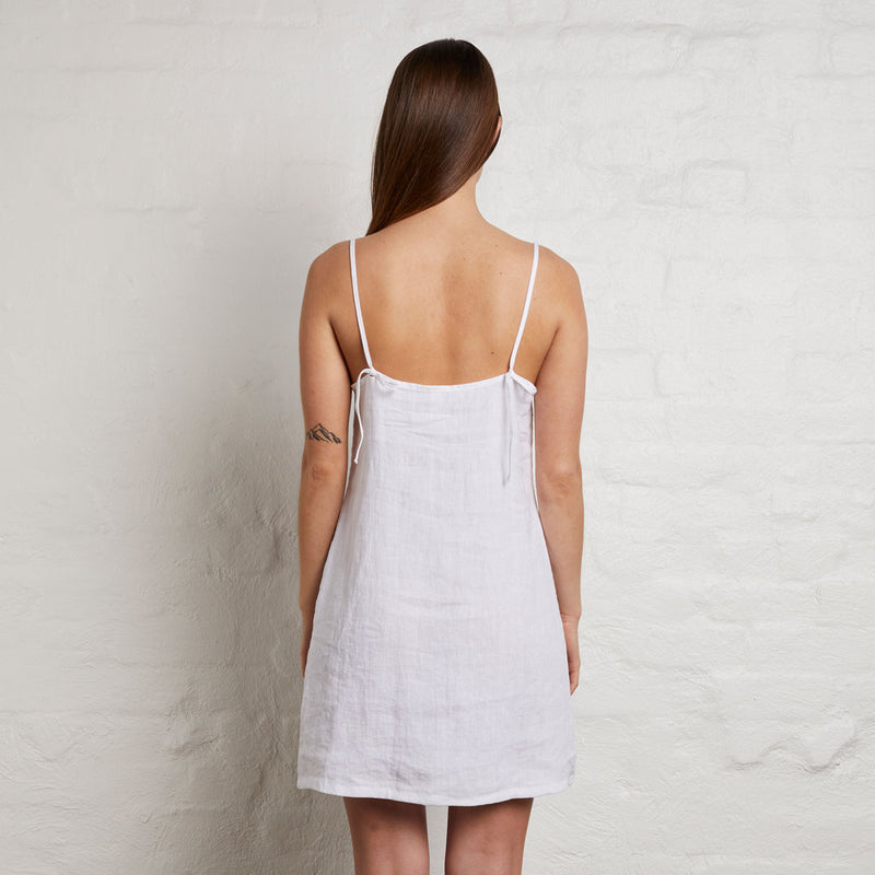 100% Linen Slip dress in White – IN BED 