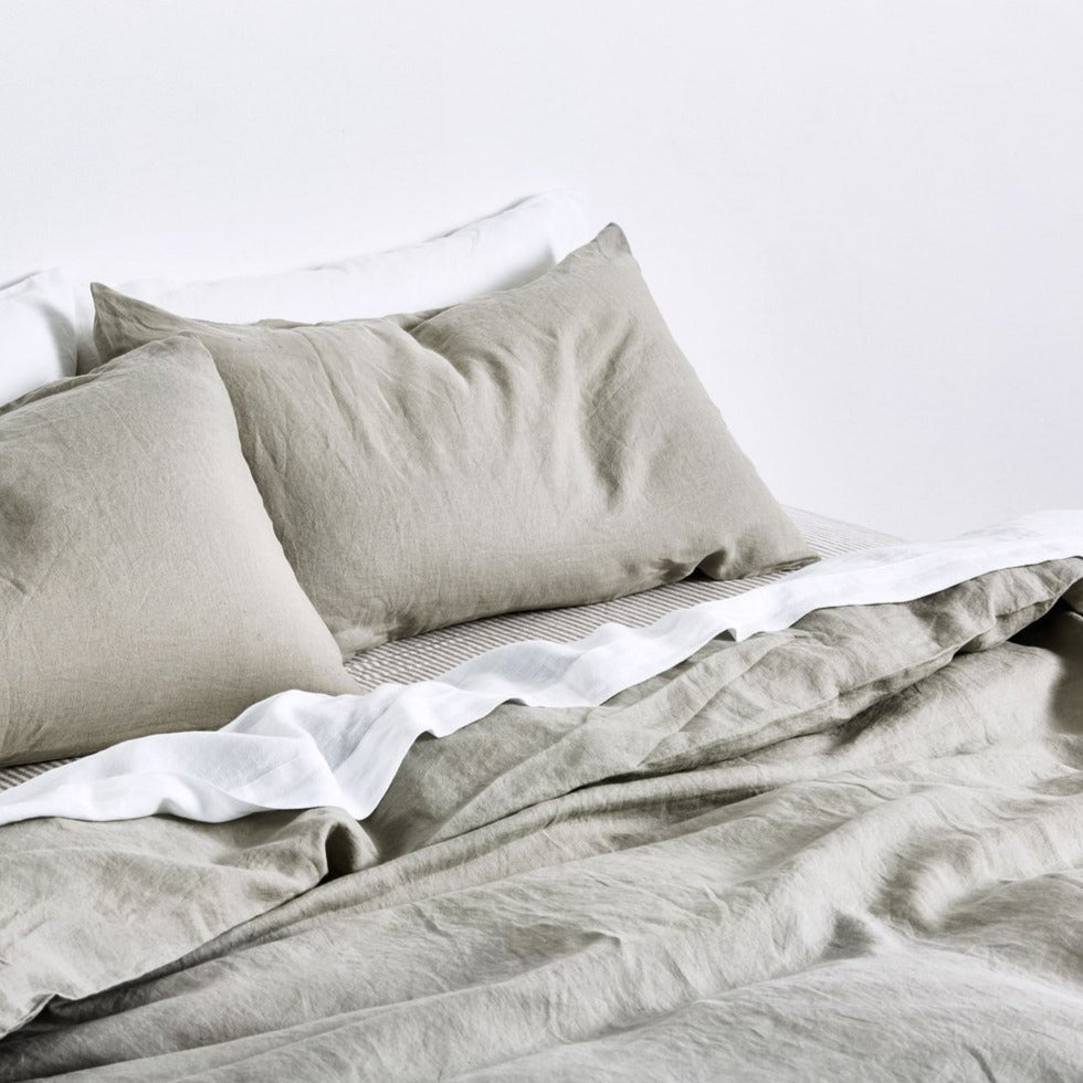 100% Linen Duvet Cover in Stone