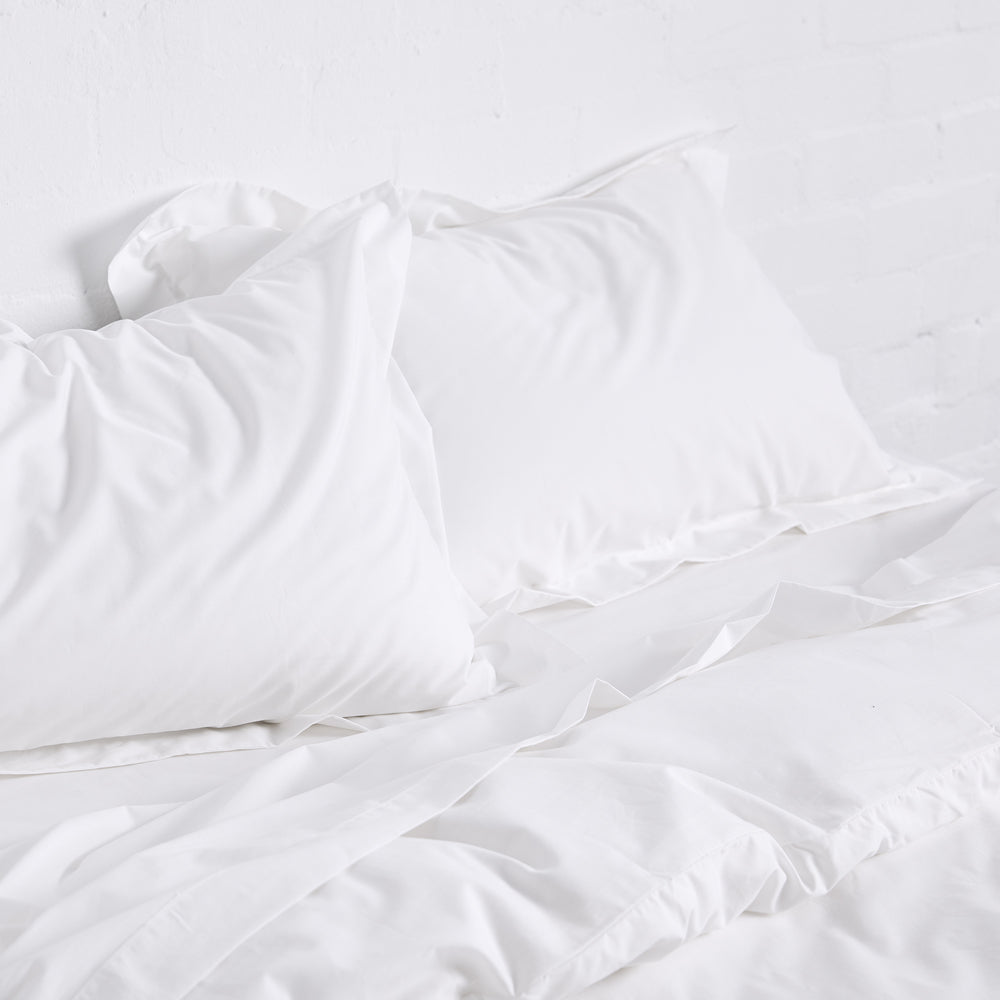 Percale Cotton Duvet Cover In White In Bed Store