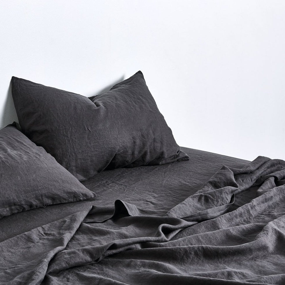 100% Linen Flat Sheet in Kohl