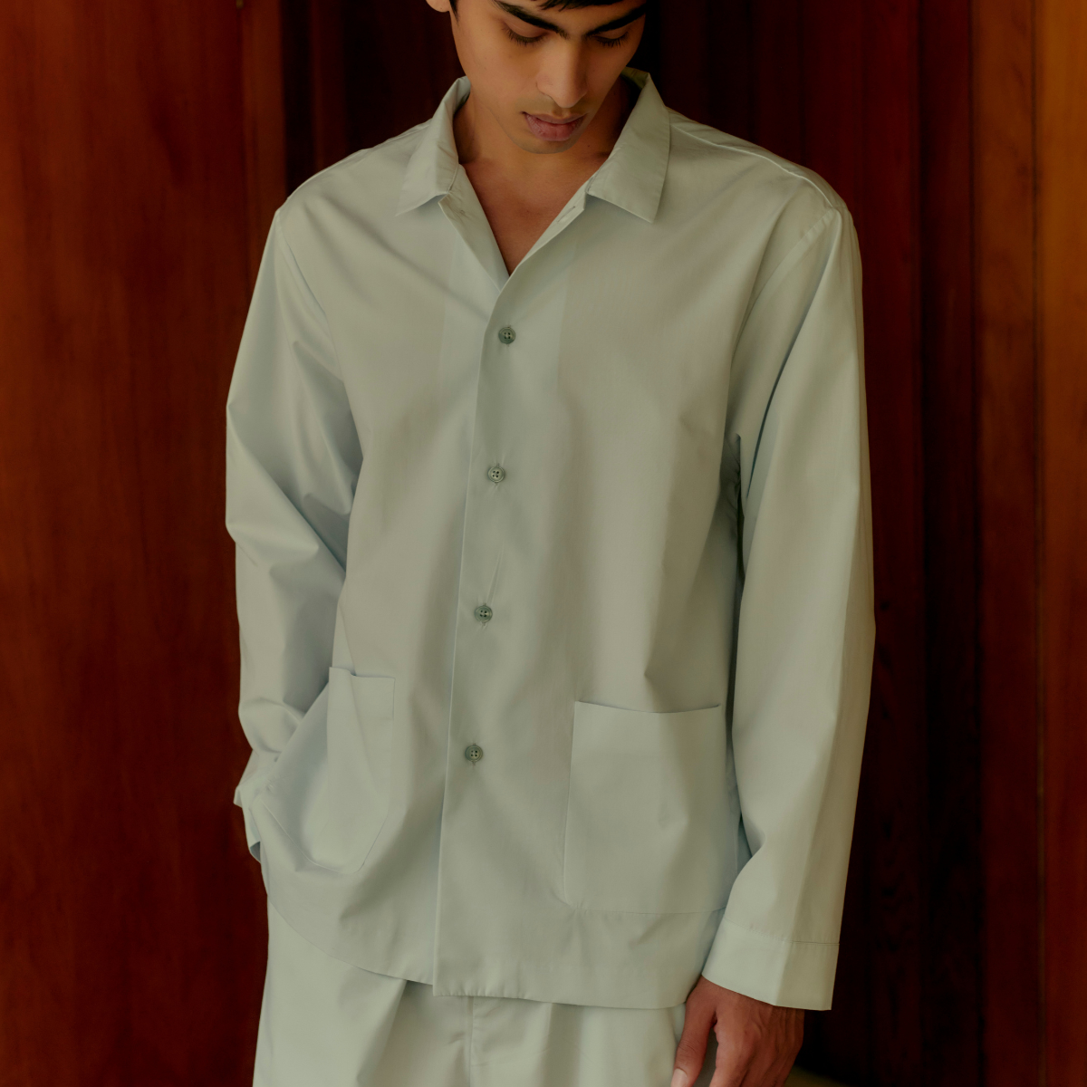 100% Organic Cotton Shirt in Powder Blue - Mens