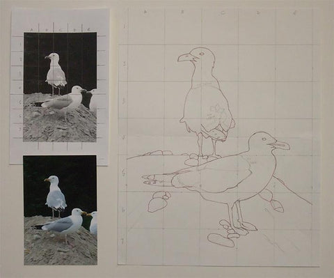 Paintng Seagulls, step 1, by Karen Richardson