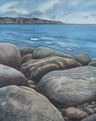 Newfoundland Beach Rocks, watercolour by Karen Richardson