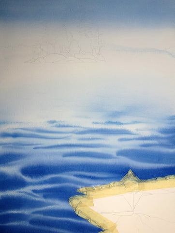 Whispering Waters watercolour in progress by Karen Richardson
