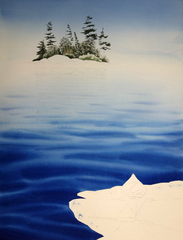 Whispering Waters watercolour in progress by Karen Richardson