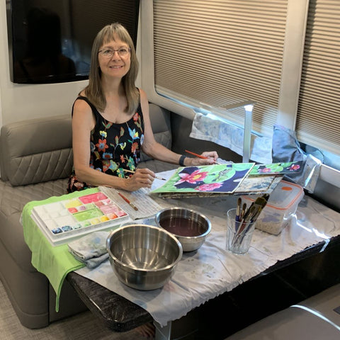 Karen Richardson in her mobile studio