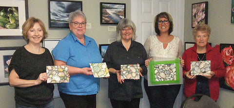 Pebbles 1-2-3 watercolour workshop grads in Karen Richardson studio