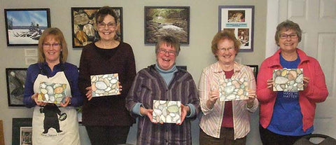 Pebbles 1-2-3 watercolour workshop grads in Karen Richardson studio