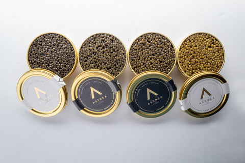 selection of all four species of caviar