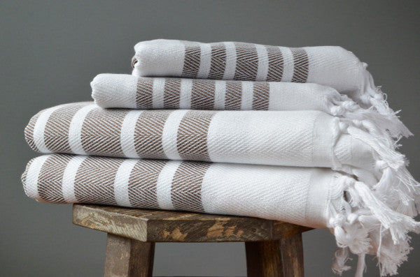 Turkish Towels Herringbone Turkish Towel - Black, Bath & Grooming