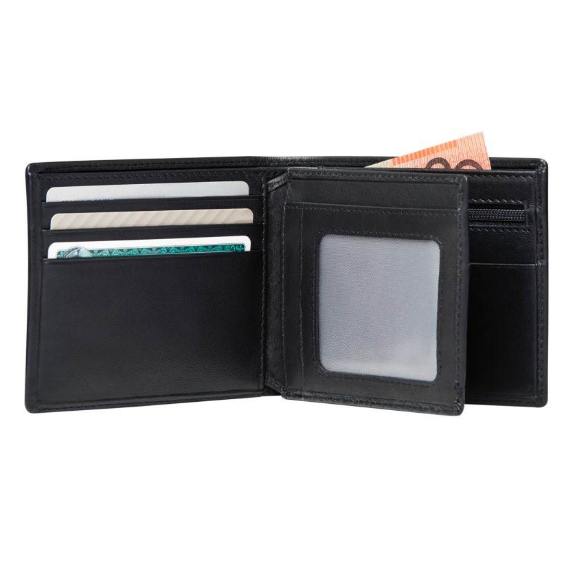 SAMSONITE DLX LEATHER WALLETS WALLET WITH COIN AND ID PLUS 7CC BLACK ...