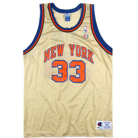 Vintage Patrick Ewing NY Knicks Gold Champion Jersey New York 90s NBA ...