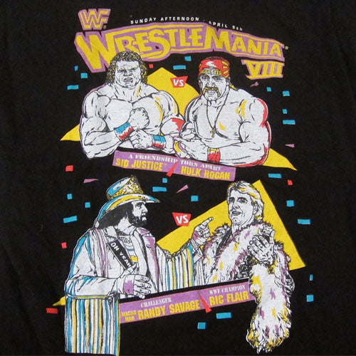 Vintage Wrestlemania VIII 1992 T-Shirt WWF WWE Hulk Hogan Sid Justice ...