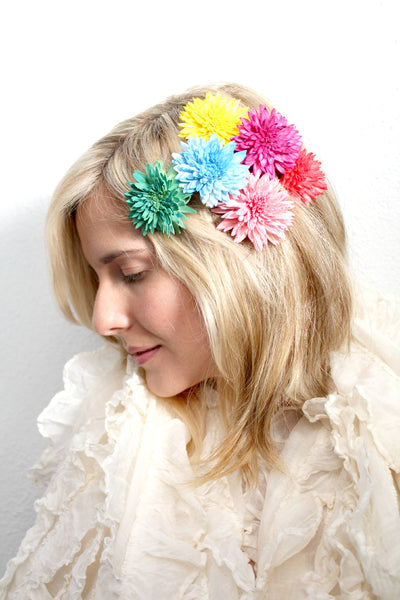 Colorful watercolor hair flower accessory