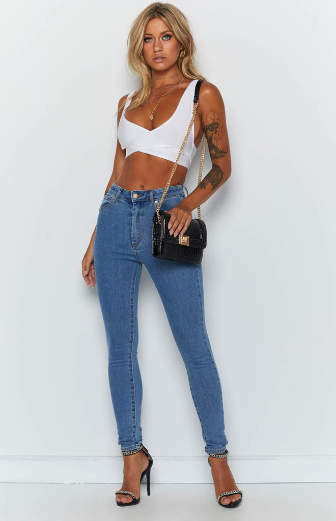 distressed thigh jeans