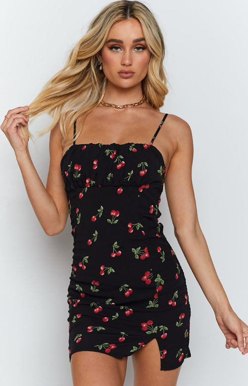 Camila Mini Dress Cherry – Beginning Boutique