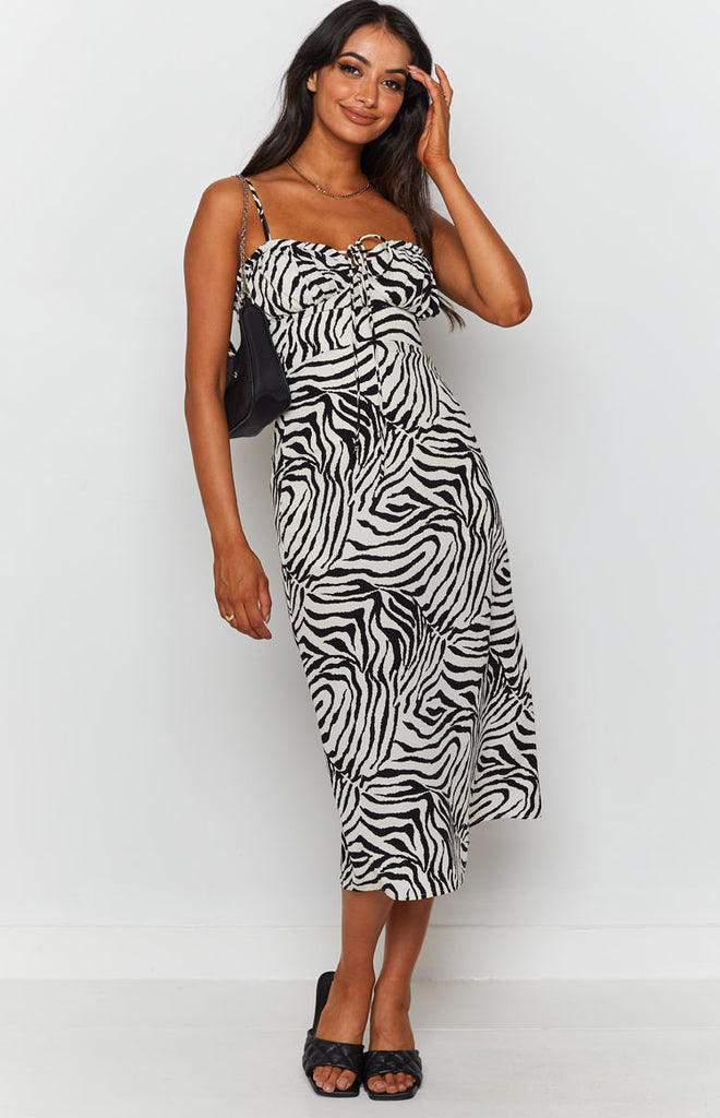 Crawford Midi Dress Zebra – Beginning Boutique