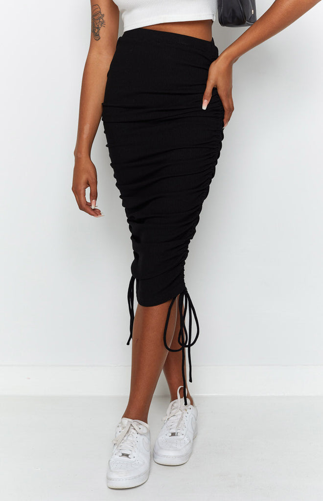 Ellen Midi Rib Skirt Black – Beginning Boutique