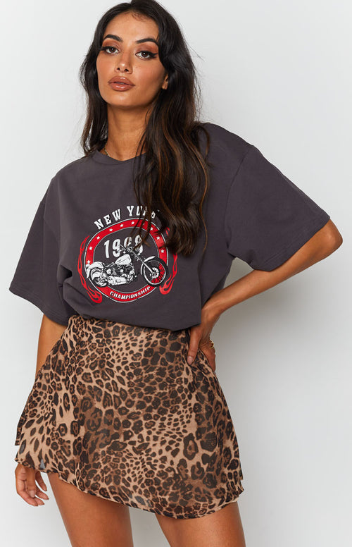 leopard print fit & flare mini skirt