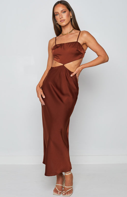 Forgiveness Cut Out Satin Dress Rust Beginning Boutique 2863