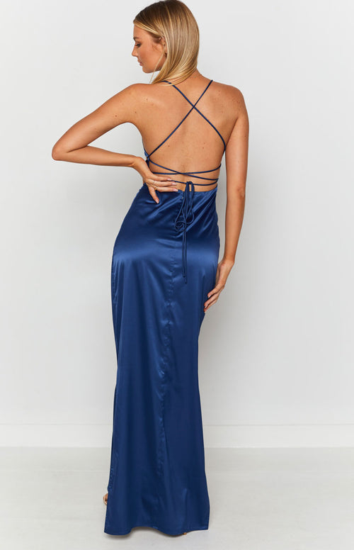 Manhattan Slip Formal Dress Navy – Beginning Boutique