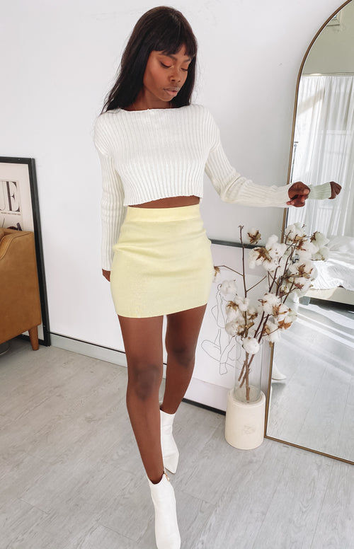 Tell Me Knit Skirt Yellow – Beginning Boutique