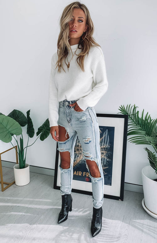 Zane Ripped Jeans Blue – Beginning Boutique